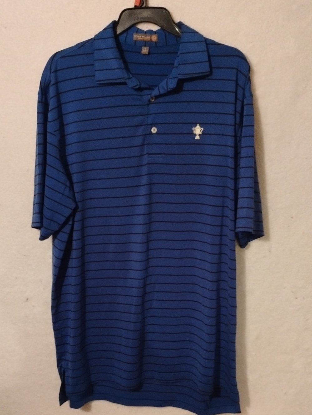 Peter Millar Royal Blue Polo with Thin Black Stripes